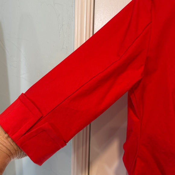 Joseph Ribkoff jacket 3/4 sleeve Red Zip-Up cardigan top ruched stretch *read 18 - Picture 16 of 17